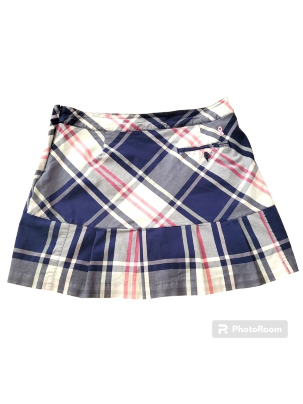 Lady Hagen Navy and Pink Plaid Ruffle Tennis Skort Sz 4 - Picture 3 of 5